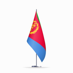 Eritrea flag state symbol isolated on background national banner. Greeting card National Independence Day of the State of Eritrea. Illustration banner with realistic state flag.