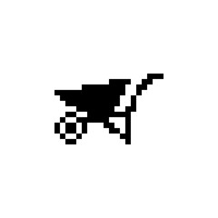 Obraz premium wheelbarrow. Pixel icon. Gardening vector illustration