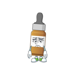 Cartoon picture of liquid bottle with worried face