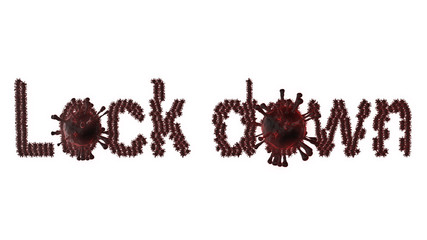Text bacteria lockdown on white background