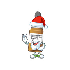 Friendly liquid bottle Santa cartoon character design with ok finger