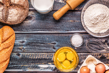 Bakery products -flour, eggs, milk.