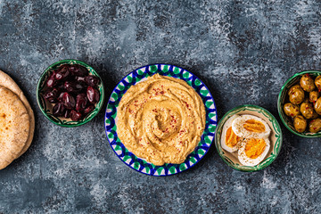 Hummus - traditional dish of Israeli and Middle Eastern cuisine.