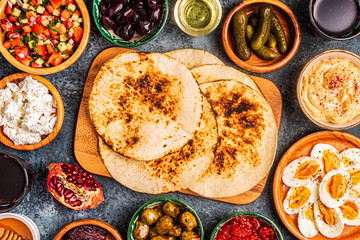 Traditional dishes of Israeli and Middle Eastern cuisine