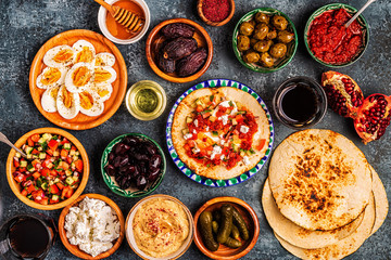 Traditional dishes of Israeli and Middle Eastern cuisine