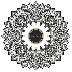 Black and white mandala vector isolated on white. Vector hand drawn circular decorative element.