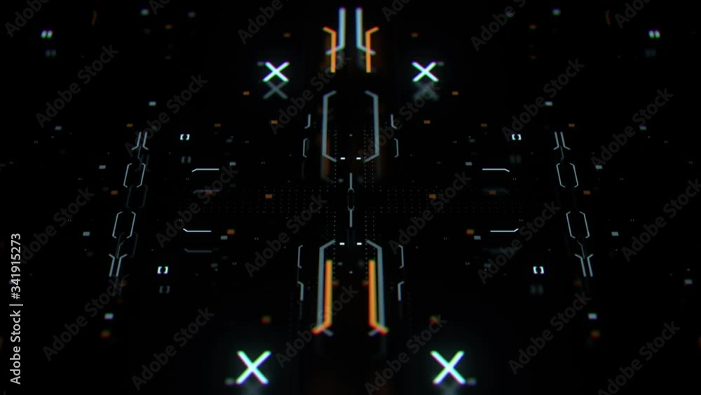Poster colorful 3d render abstract complex technology background with a lot of graphic elements. rich detai