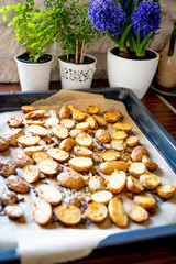 Baked Potato with Onion, Garlic, Rosemary, Salt and Pepper for Summer Barbeque Party