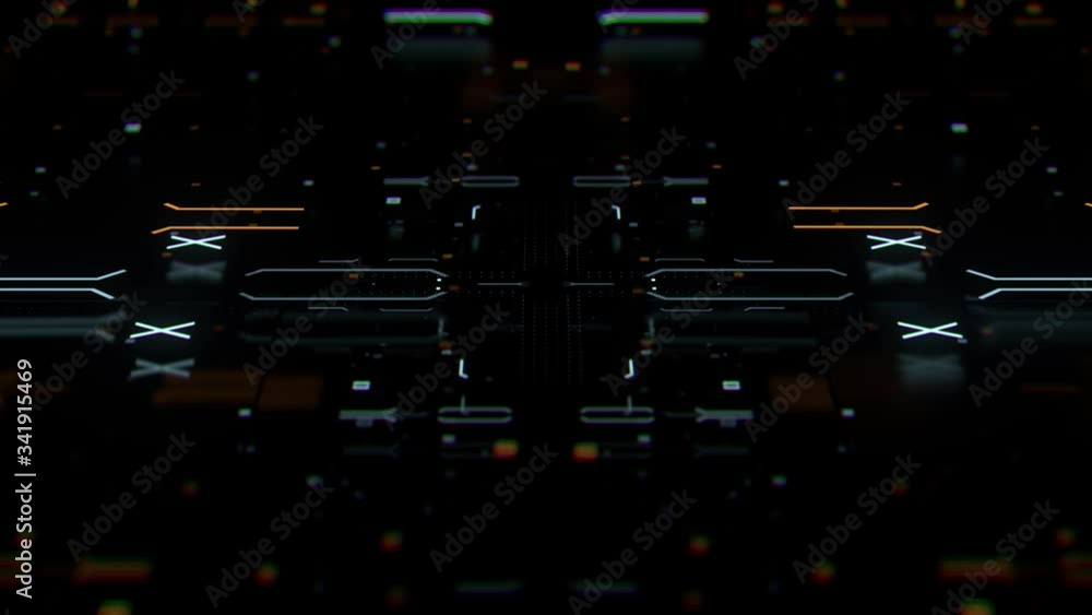 Poster colorful 3d render abstract complex technology background with a lot of graphic elements. rich detai