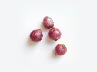 Dried Wild onion or shallot on a white background. top view.