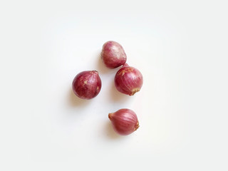 Dried Wild onion or shallot on a white background. top view.