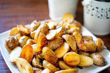 Baked Potato with Onion, Garlic, Rosemary, Salt and Pepper for Summer Barbeque Party