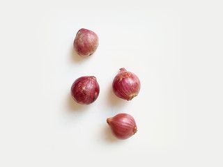 Dried Wild onion or shallot on a white background. top view.