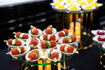 A tray of food on a table