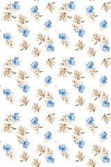 Watercolor seamless pattern with flowers and leaves. Vintage floral pattern. Flower seamless pattern. Botanical art. Floral botanical collection. Wedding floral set. Watercolor botanical design