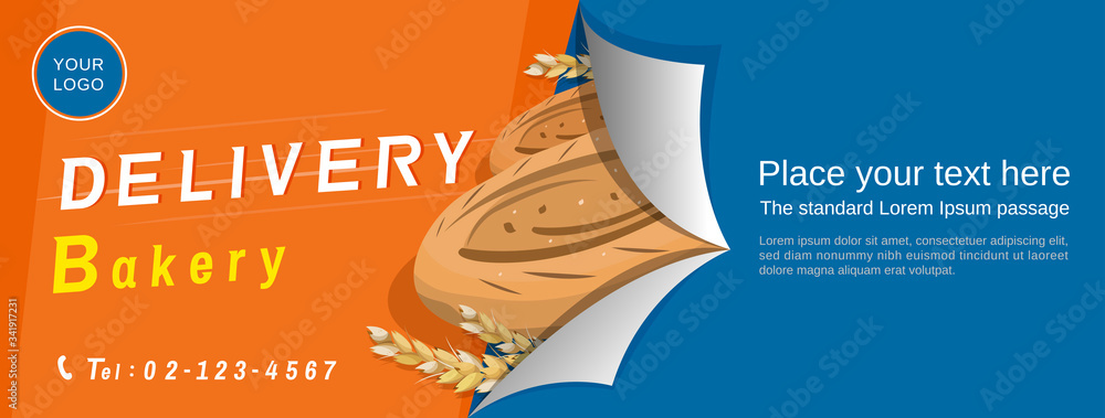 Wall mural bakery delivery service vector banner background with space for text