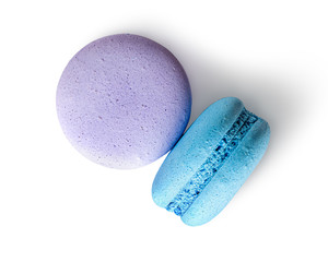 Two macaroon purple blue top view