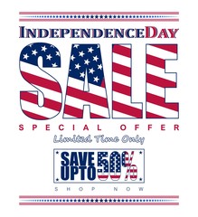 Vector illustration for promotional sales on the occasion of US Independence Day