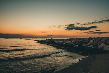 Sunrise over the sea, close to Ravenna, Italy.