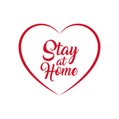 Stay home concept, heart with Lettering typography