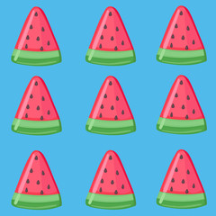 vector illustration seamless pattern with watermelon on a color background. 