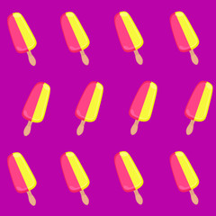 vector illustration seamless pattern with ice cream on a colored background