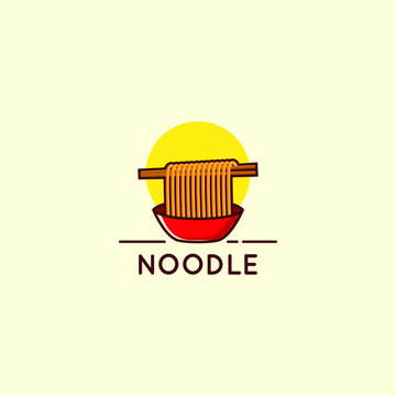 Noodle logo template illustration Premium Vector