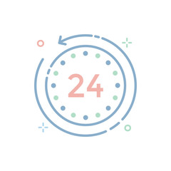 24 Hours Service Vector icon