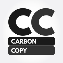 CC - Carbon Copy acronym, concept background