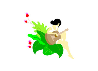 girl with a guitar in nature place