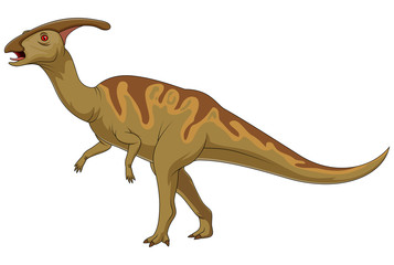 Cute cartoon dinosaur parasaurolophus character illustration