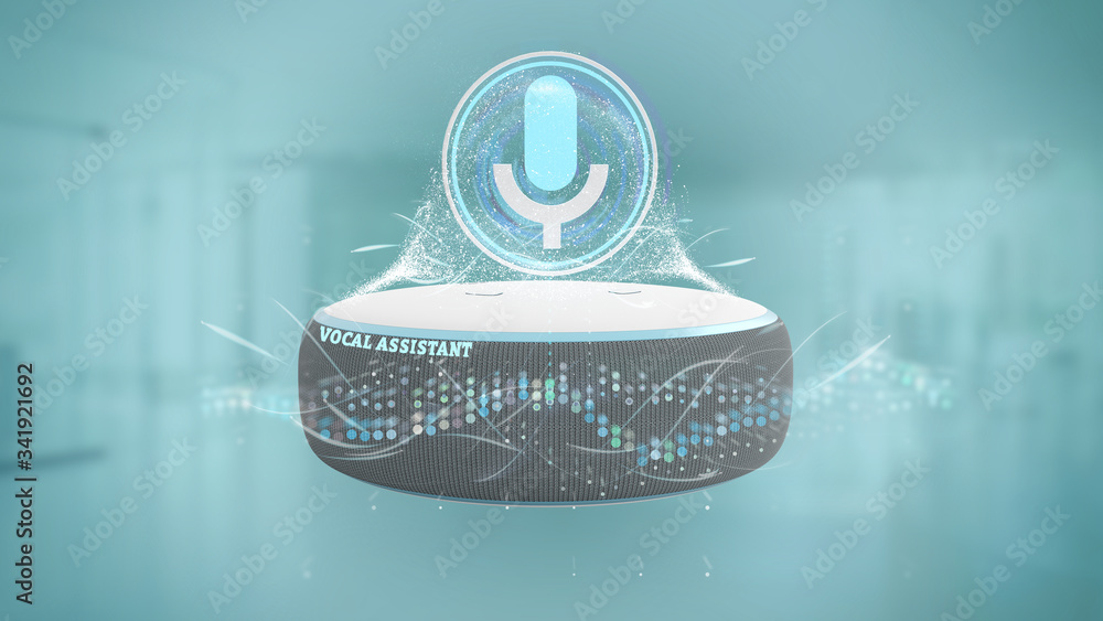 Poster vocal assistant and wave equaliser - 3d rendering