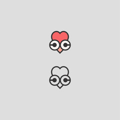 Love Owl logo template design in Vector illustration 