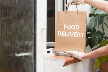 home delivering some groceries at quarantine time because of coronavirus infection COVID-19