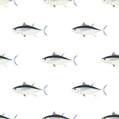 Tuna. Commercial Fish species. Colored Vector