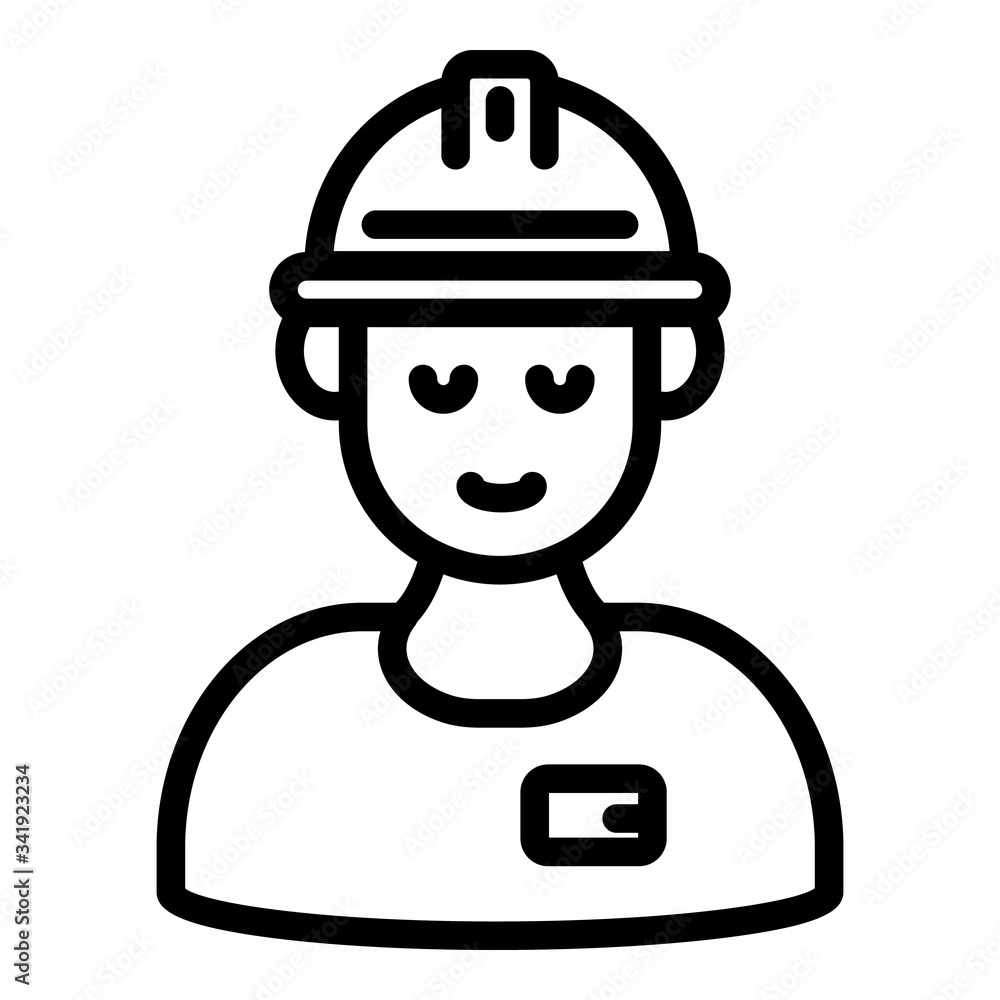 Poster demolition worker icon. outline demolition worker vector icon for web design isolated on white backg
