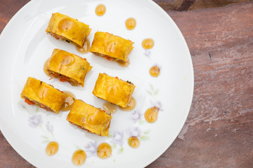 roll egg and pork dessert