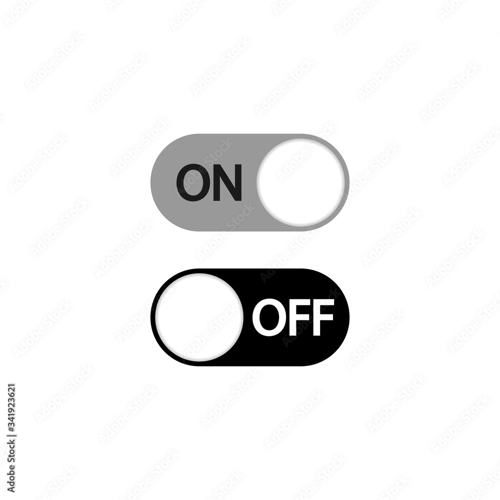 Aufkleber on off toggle switch buttons icon on isolated white background. eps 10 vector.