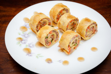 roll egg and pork dessert