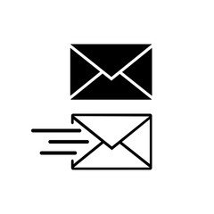 Email, amail or letter icon in black on an isolated white background. EPS 10 vector