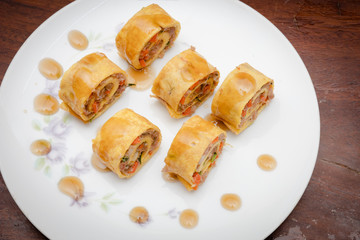 roll egg and pork dessert