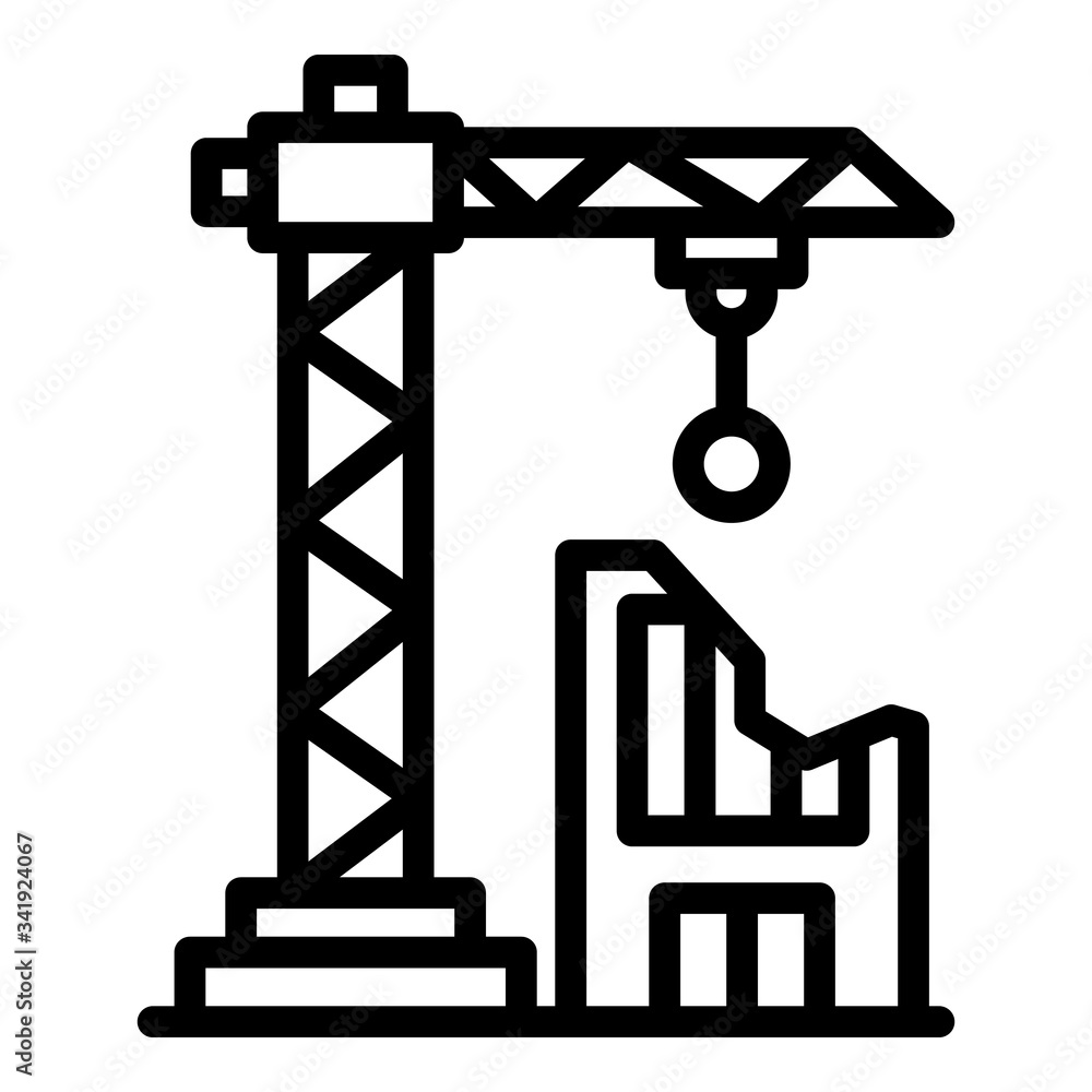Poster demolition building crane icon. outline demolition building crane vector icon for web design isolate