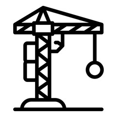 Demolition construction crane icon. Outline demolition construction crane vector icon for web design isolated on white background