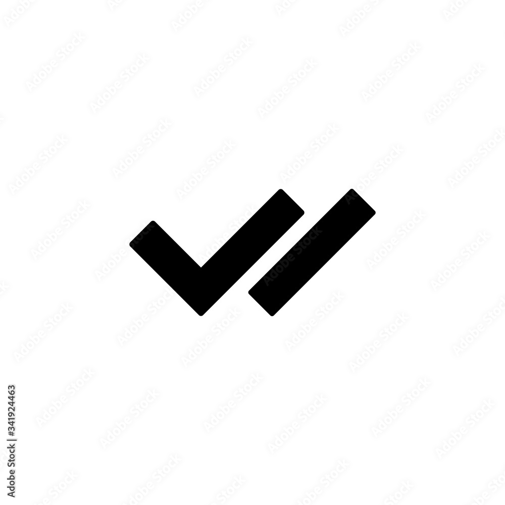 Poster checkmark double right symbol icon set, wrong symbol on isolated white background. eps 10 vector.