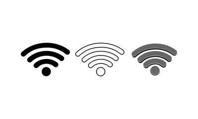 Wi fi wireless network symbol icons set in white black on isolated white background. EPS 10 vector