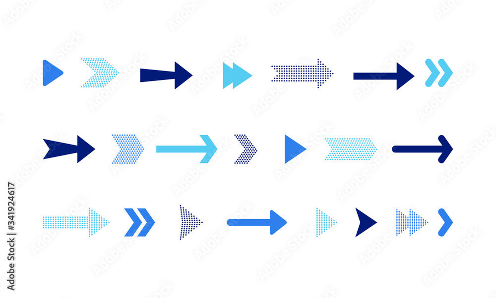 Poster arrow icons set or button in modern simple pictogram is minimal, flat, simple, modern style for appl