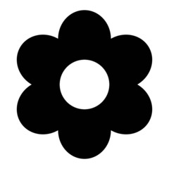 Naklejka na ściany i meble Vector high quality icon illustration of a black flat style modern flower with six petals isolated on white background