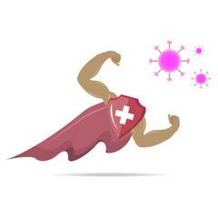 Vector icon of the immune system. immune system. Protection of health bacterial viruses. Prevention of human germs medically.