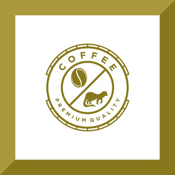 Indonesian traditional Luwak coffee classic badge logo label. Drink beverage illustration.