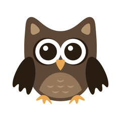 Owl funny stylized icon symbol brown colors - 341928006